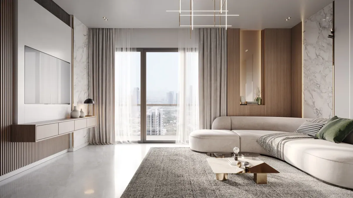 Binghatti Amber interior in Jumeirah Village Circle, Dubai