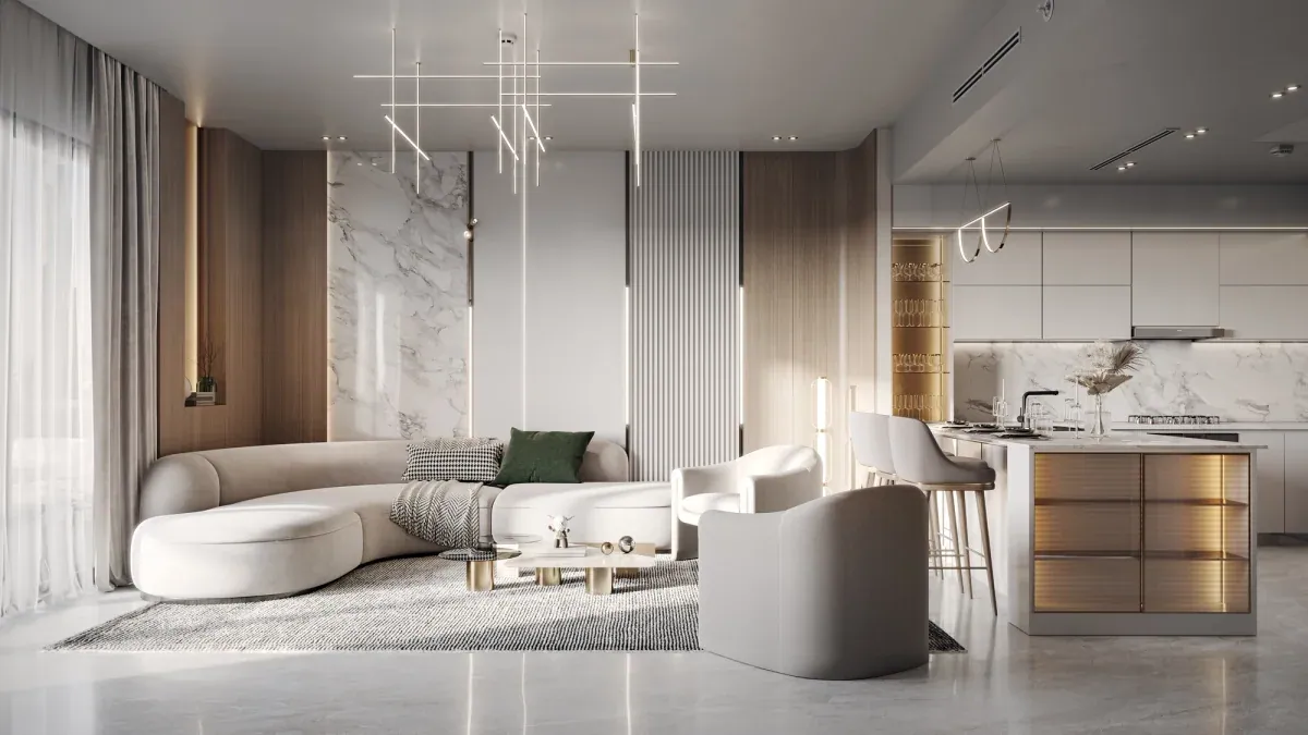 Binghatti Amber interior in Jumeirah Village Circle, Dubai