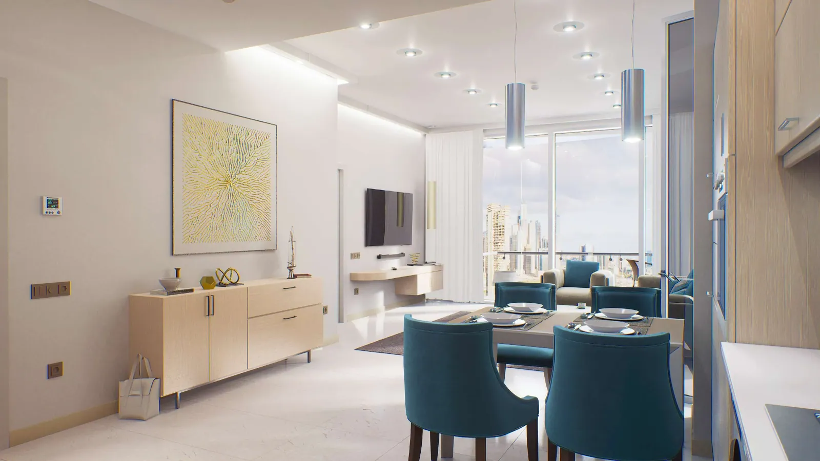 Golf Views Seven City interior in Jumeirah Lake Towers, Dubai