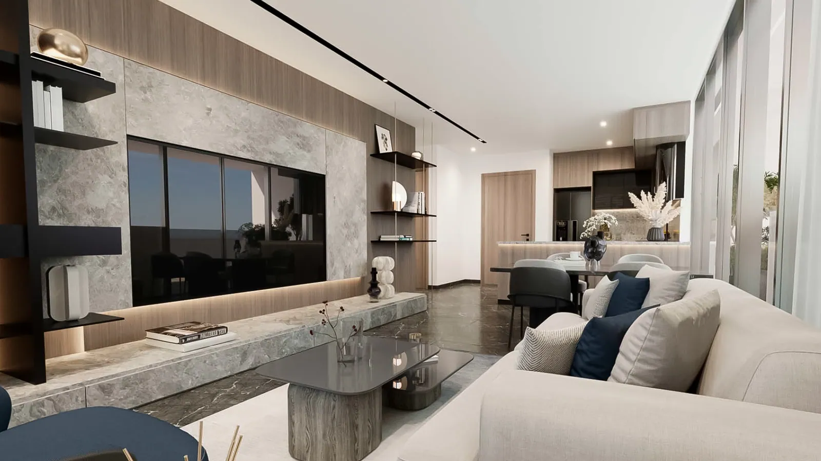 Mykonos interior in Studio City, Dubai